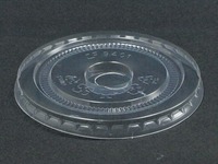Hプラスチックカップ12､14､18用平型フタ 穴付き　(シモジマ)